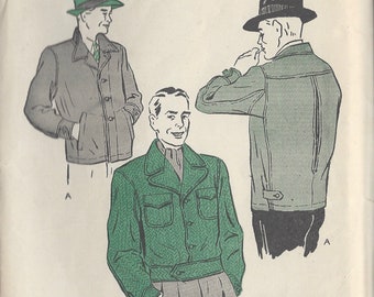 1940s Vintage Sewing Pattern MEN’S JACKET C38″ (R267) By Butterick 3327