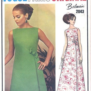 1968 Vintage VOGUE Sewing Pattern B34 EVENING DRESS (1634)  By Balmain Vogue 2043