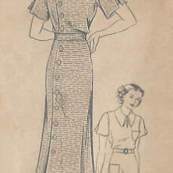 1930s Vintage Sewing Pattern DRESS B36″ (22) MARIAN MARTIN 3505