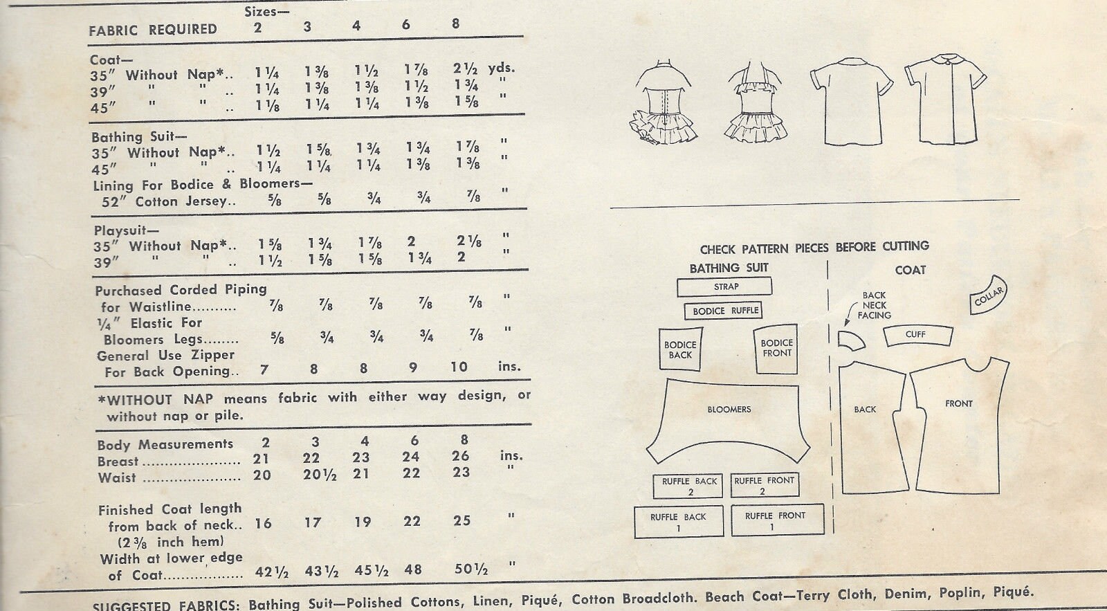 Patron De Couture Vintage 1955 Pour Enfants – Combishort De Bain Ou Manteau, McCall's, États-Unis
