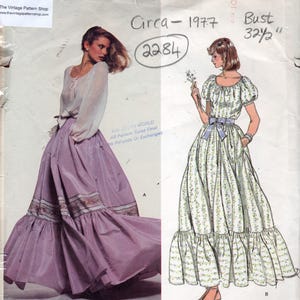 Patrón de costura vintage VOGUE 1977 para blusa y falda B32 1/2” (2284) Oscar De La Renta - Vogue 1667