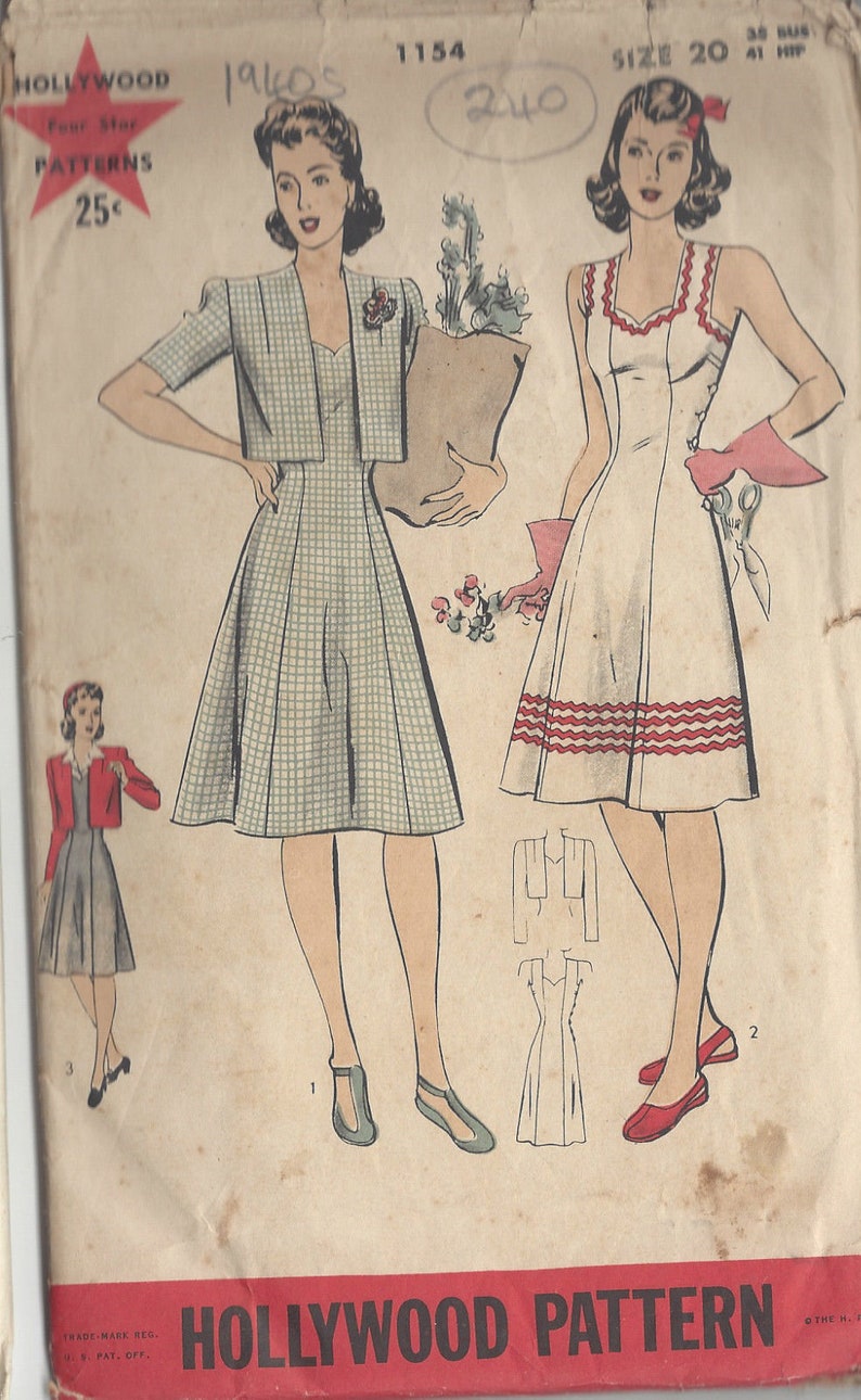 Robe Vintage Des Années 1940 - Patron De Couture Hollywood B38 - Manteau De Plage - Neuf Non Découpé