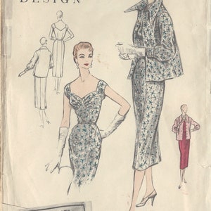 1954 Vintage VOGUE Symönster B32" KLÄNNING & JACKA (124) Vogue S-4549