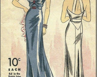 Patron De Robe De Soirée Vintage 1939 - Marque Du Barry 1602B - Taille B34 - Neuf, Pièces Non Découpées