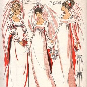 1960s Vintage Sewing Pattern B36&quot; WEDDING DRESS (R271) By Le Roy Weldons 8924