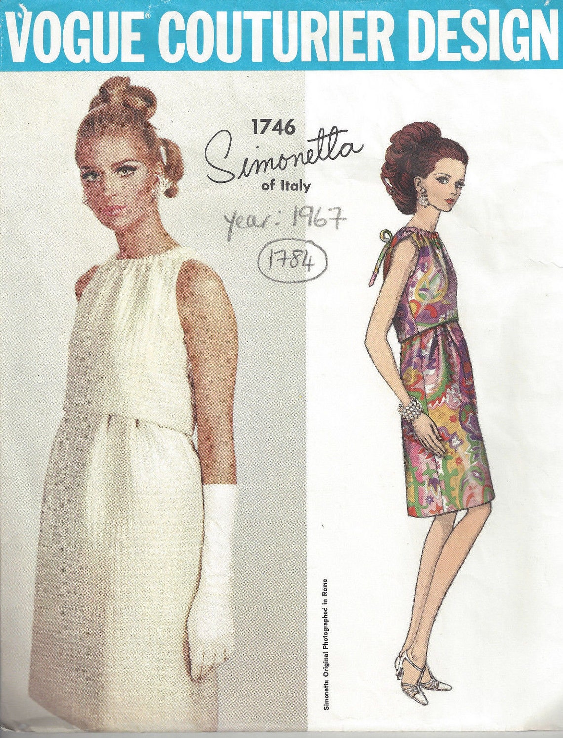 1967 Vintage VOGUE Sewing Pattern B34 DRESS 1784 Simonetta - Etsy