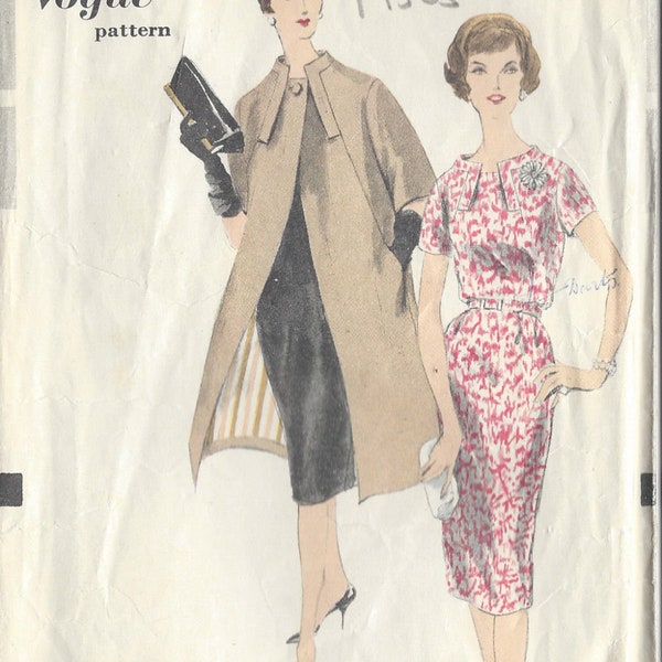 1950s Vintage VOGUE Sewing Pattern B36" DRESS & COAT (190) Vogue 4022