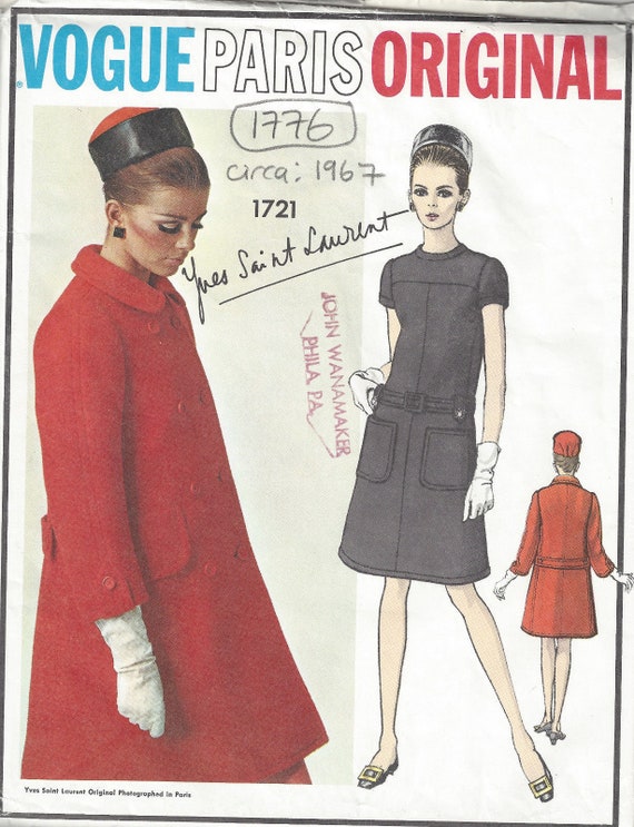 Patron De Couture Vogue Couture 1967 - Modèle B34 Robe & Manteau - Réf. 1826 - Vintage Années 60