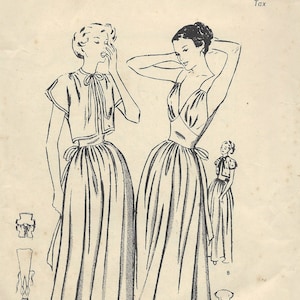 Wzór do szycia z lat 40. XX wieku B34 Koszula nocna i żakiet (1479) Butterick 4652