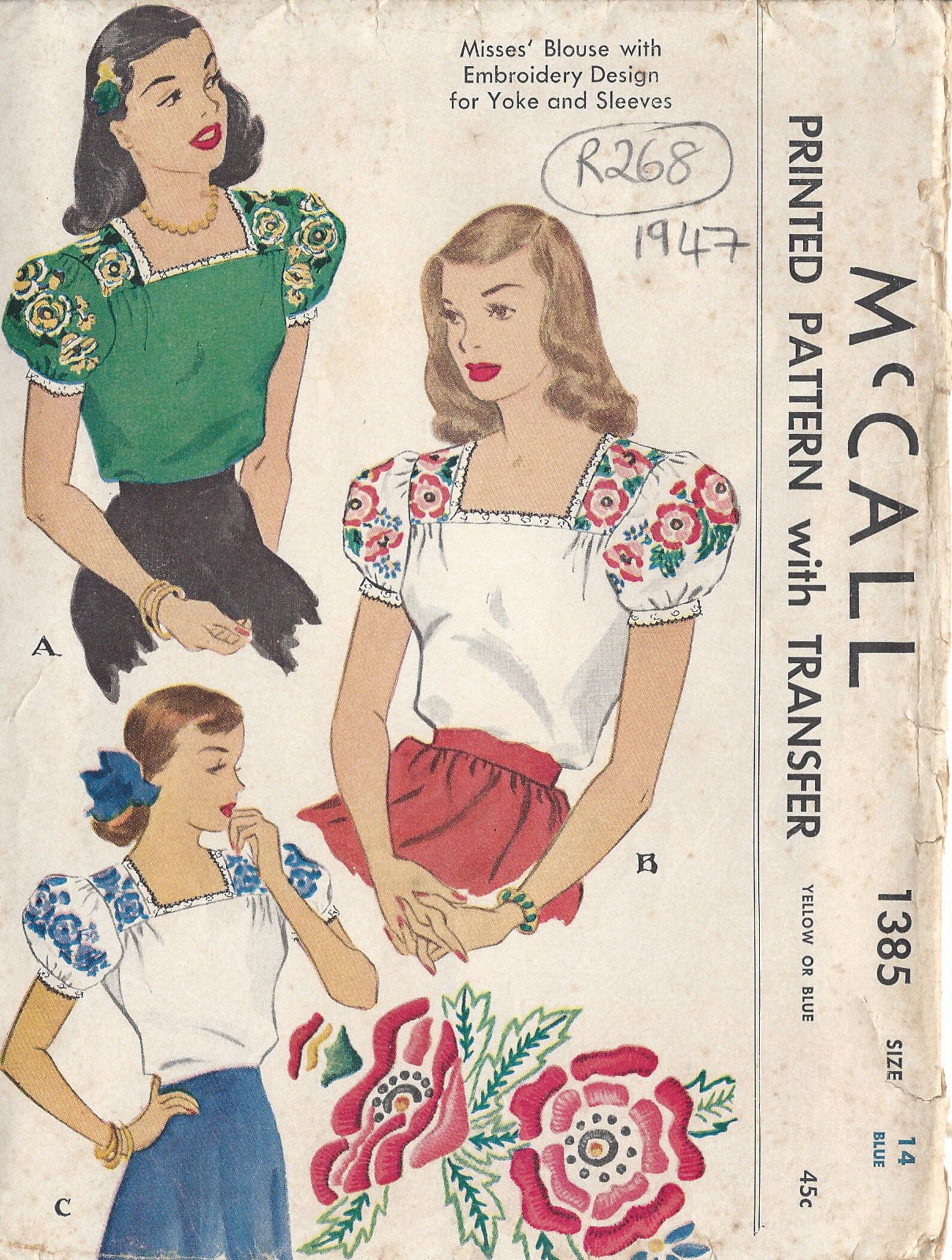 Patron De Couture Vintage Simplicity 1944 - Blouse Modèle B34 (R704) - Taille à Découper - Années 40