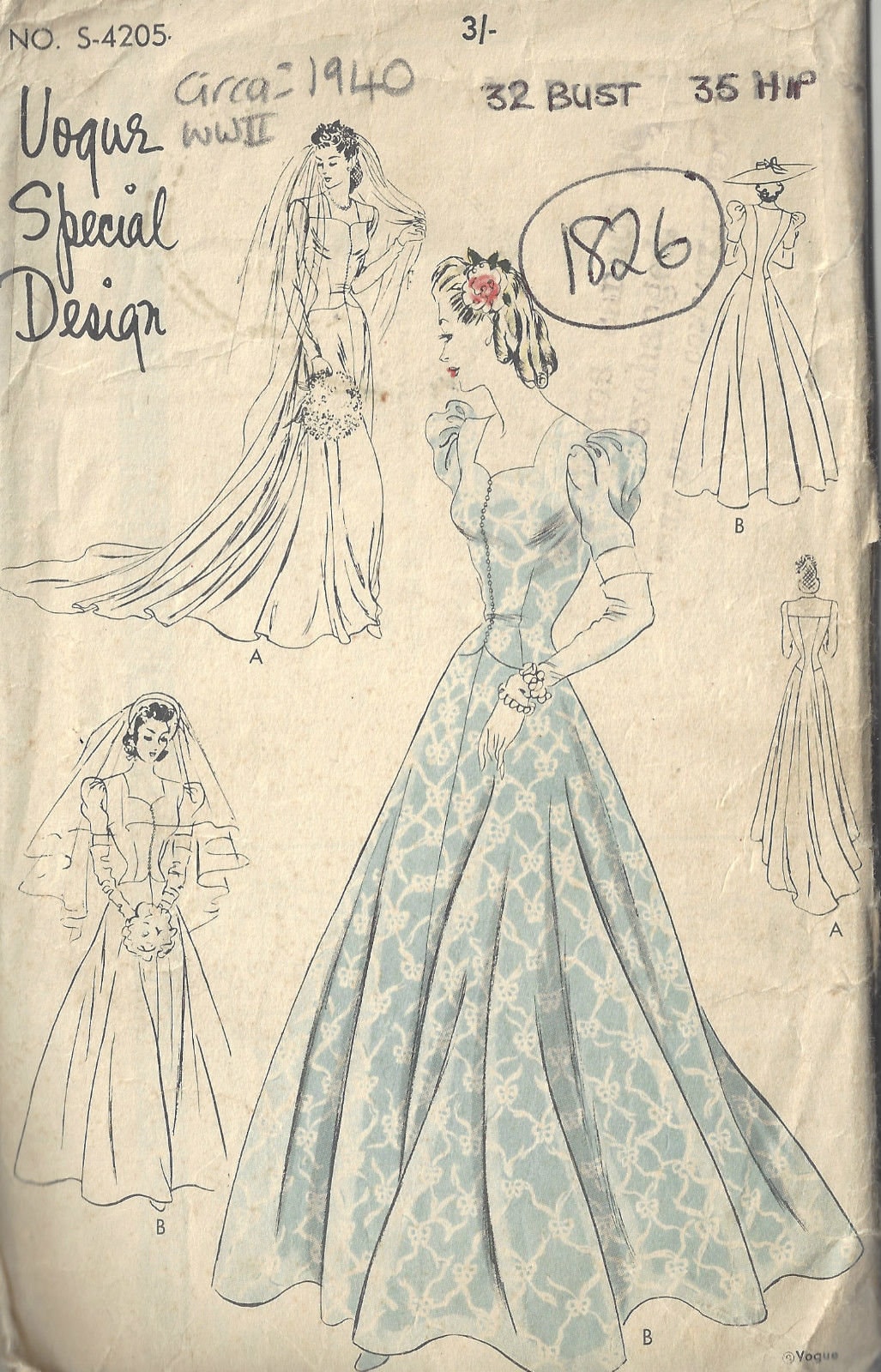 Patron De Couture Vintage Vogue Années 1940 – Modèle B32 Robe Et Veste – Reproduction De 1270
