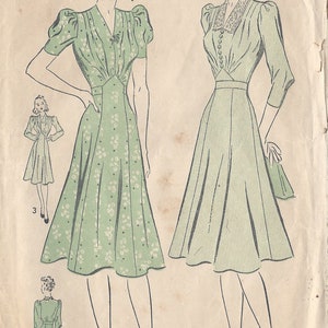 1940s Vintage Sewing Pattern DRESS B36" (69) By Advance 2319