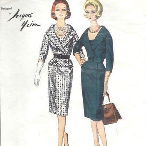 1961 Vintage VOGUE Sewing Pattern B34 DRESS (1727)  BY Jacques Heim Vogue 1015