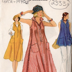 1970s Vintage VOGUE Sewing Pattern B36" (92cm) Dress Top Pants (2333) Vogue 9509