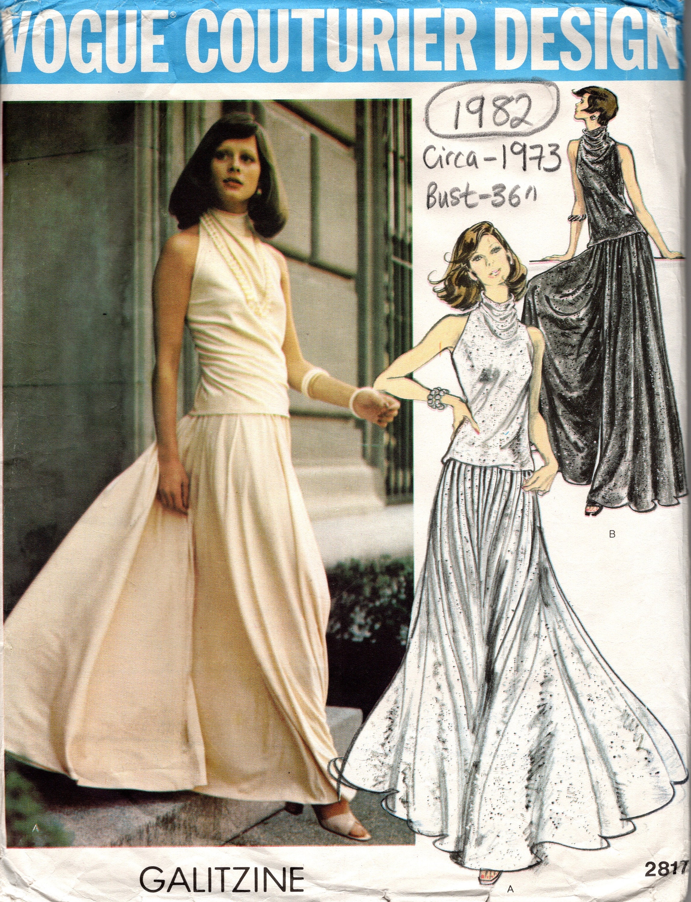 1973 Vintage VOGUE Sewing Pattern B36″ Top Skirt Pants (1982