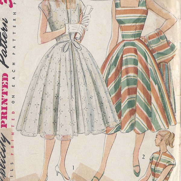 1952 Sewing Pattern B29" DRESS & REDINGOTE (R203) Simplicity 3897