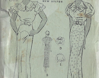 1930s Vintage Sewing Pattern B36 DRESS (1453)  Butterick 5567