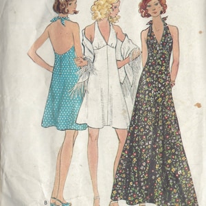 1970s Vintage Sewing Pattern B34 Halter Neck DRESS (R745) Butterick 6634