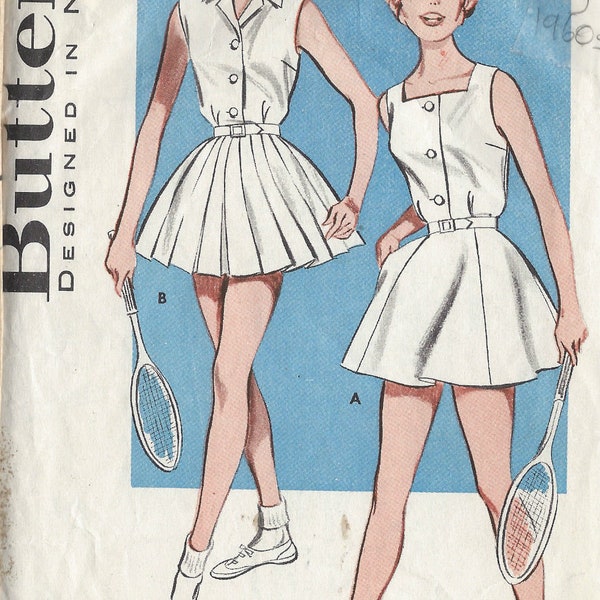 1960s Vintage Schnittmuster B34in TENNIS DRESS (1236) Butterick 608