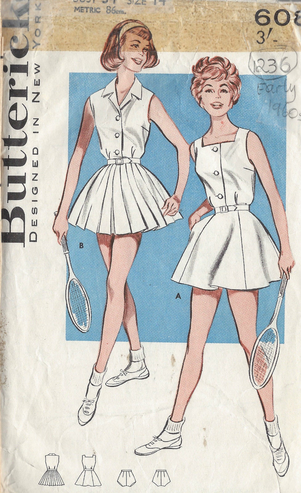 1960s Vintage Sewing Pattern B34in TENNIS DRESS 1236 Etsy