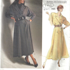 1986 Vintage VOGUE Patrón de costura MockWrap Vestido Busto 36-38″ (1703) Por Ralph Lauren Vogue 1794