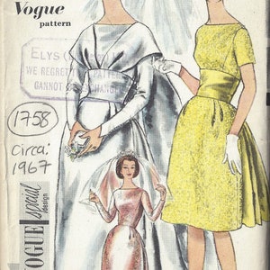 1967 VOGUE vintage cartamodello B34 spose, damigelle d&#39;onore abito e strascico (1758) di Vogue 4244