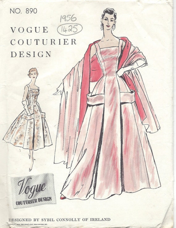 1956 Vintage VOGUE Sewing Pattern B34 DRESS & STOLE - Etsy UK