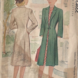 Patrón de costura vintage de 1943 para abrigo B30" (99) McCall 5166