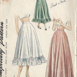 1940s Vintage Sewing Pattern PETTICOAT W25 1/2&quot; (R611)  Simplicity 2421