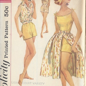 1958 Vintage Sewing Pattern B34 PLAYSUIT SKIRT & BLOUSE Jacket (R858)  By Simplicity 2527