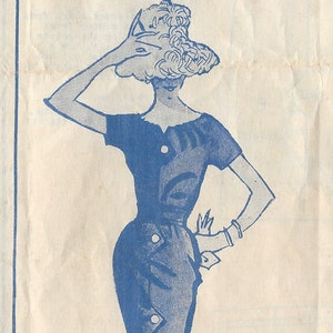 Patrón de costura vintage de los años 50, vestido de 34" (R307) de Modes Royale D-160