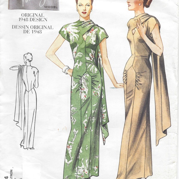 1948 Vintage VOGUE Sewing Pattern B40-42-44 DRESS (R948)   Vogue 2494