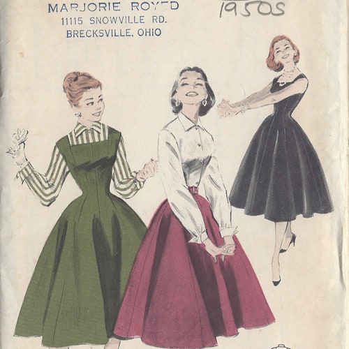 Patron De Couture Vogue Vintage 1959 - Chemisier Motif B32, Taille Complète Non Découpé