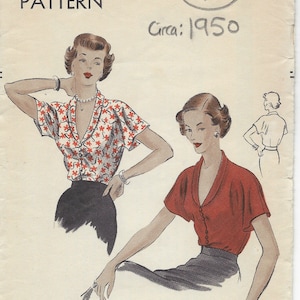1950 Vintage VOGUE Schnittmuster B34 BLUSE (1536) Von Vogue 6726