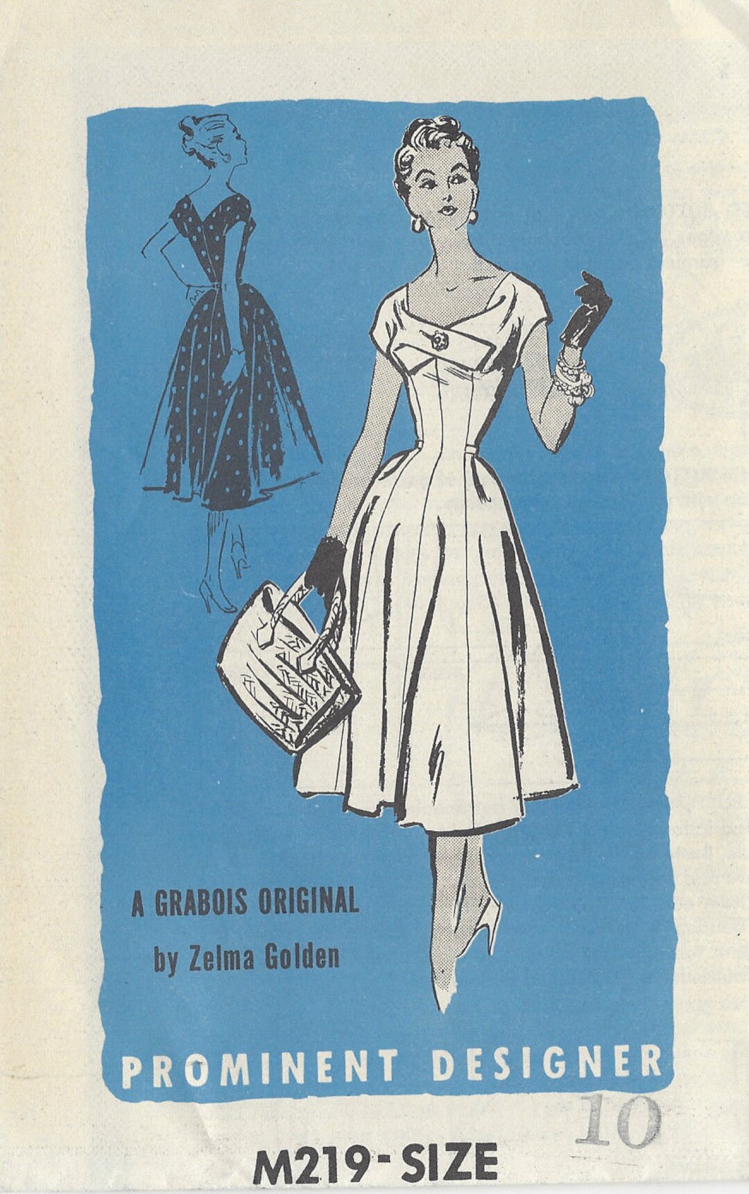 1950s Vintage Sewing Pattern B28 DRESS R854 by Zelma Golden for