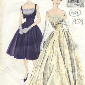 1959 Vintage VOGUE Sewing Pattern B32 DRESS (1405)   Vogue 191