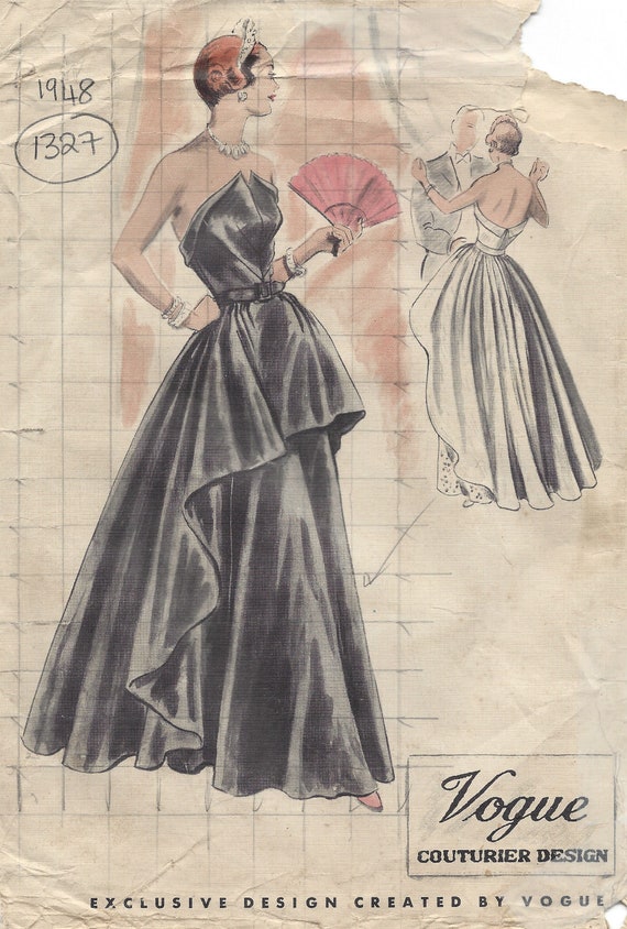 vogue formal dress patterns 1960s Vogue Sewing Pattern, Semi-Fitted Evening Dress