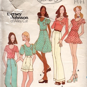 1971 Vintage Sewing Pattern Bust 36in Top SkIrt Pants Shorts (2268) Butterick 6534 Betsey Johnson of Alley Cat