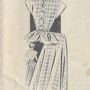 1940s Vintage Sewing Pattern TWO-PIECE DRESS B36" (R210) By Fashion 8431