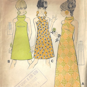1960s Vintage Sewing Pattern B36&quot; DRESS (1625) By Le Roy Weldons 8670 Barbara 8 Hulanicki (Biba)