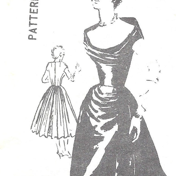 1950s Vintage Sewing Pattern B34 DRESS (1369) By Ceil CHAPMAN For SPADEA 1201