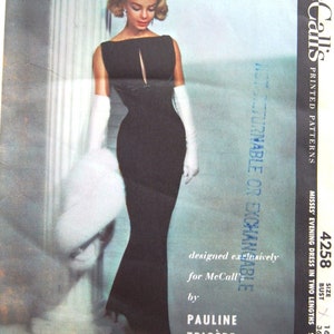 1957 Vintage Sewing Pattern B36 EVENING DRESS (1675) By Pauline Trigere 4258