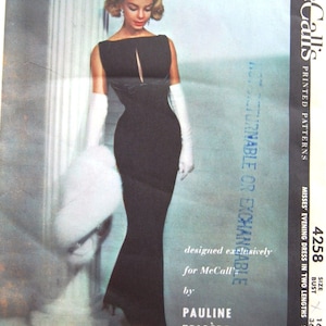 1957 Vintage Sewing Pattern B36 EVENING DRESS (1675) By Pauline Trigere 4258