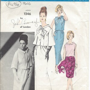 1960s Vintage VOGUE Sewing Pattern DRESS- Jacket B34" (R496)  BY John Cavanagh Vogue 1246