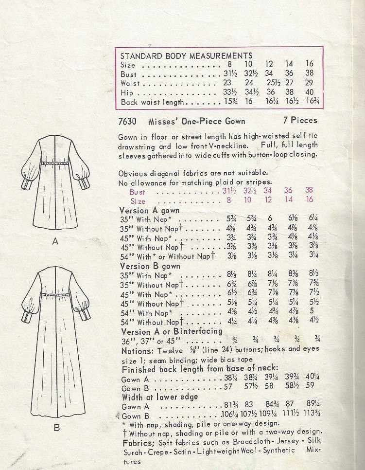 1969 Vintage VOGUE Sewing Pattern DRESS B34in (2062) Vogue