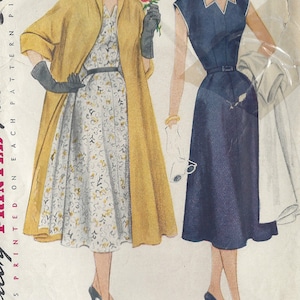 1951 Vintage Schnittmuster B34″ DRESS & COAT (R66) Einfachheit 8447