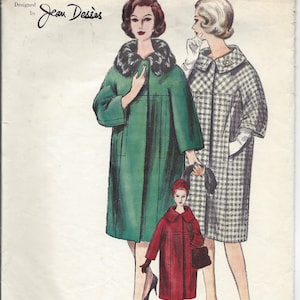 1950s Vintage VOGUE Sewing Pattern B34 Coat (1333) BY Jean DESSES Vogue 1066