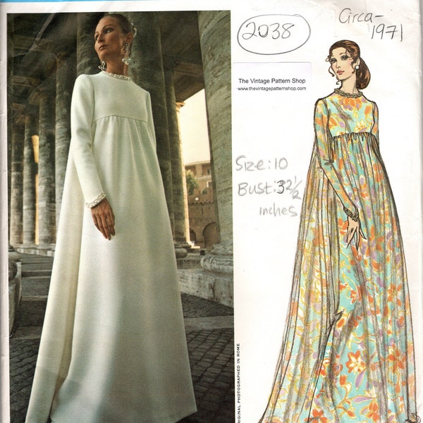 1971 Vintage VOGUE Sewing Pattern B32 1/2in EVENING Dress (2038) Fabiani of Italy VOGUE 2537