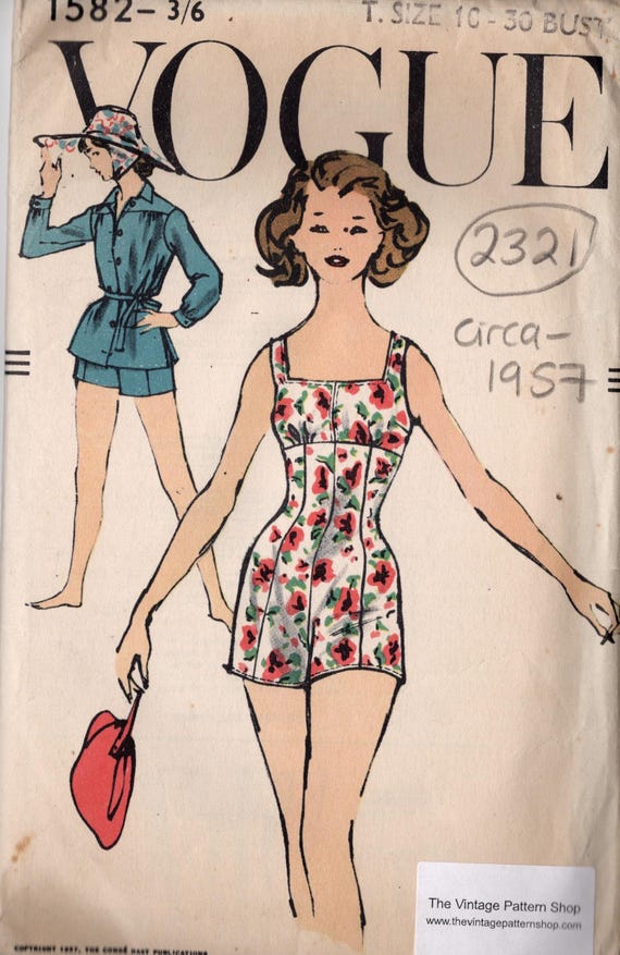 1957 Vintage VOGUE modello di cucito B30” costume da bagno e