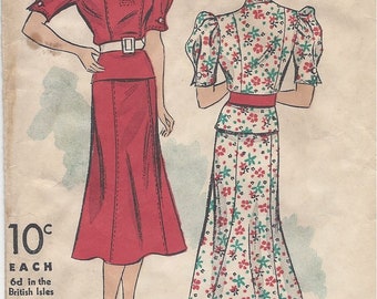 Patron De Couture Vintage Du Barry - Robe Deux Pièces B36 (R205) - Années 1930